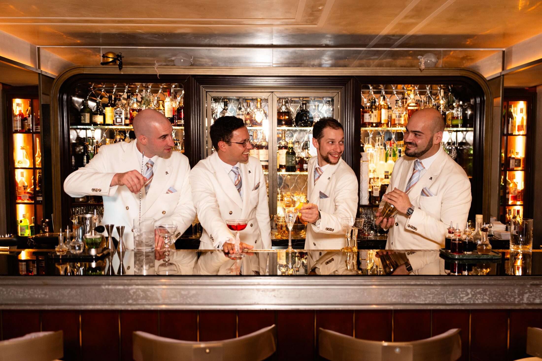The Arts Bar bartender team pictured inside the venue, ready to welcome guests during Venice Cocktail Week 2025.